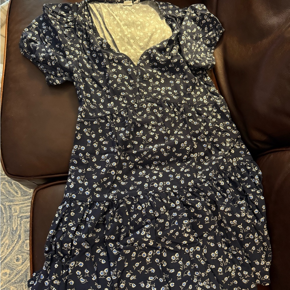 GAP Navy Floral Long Sleeve Dress